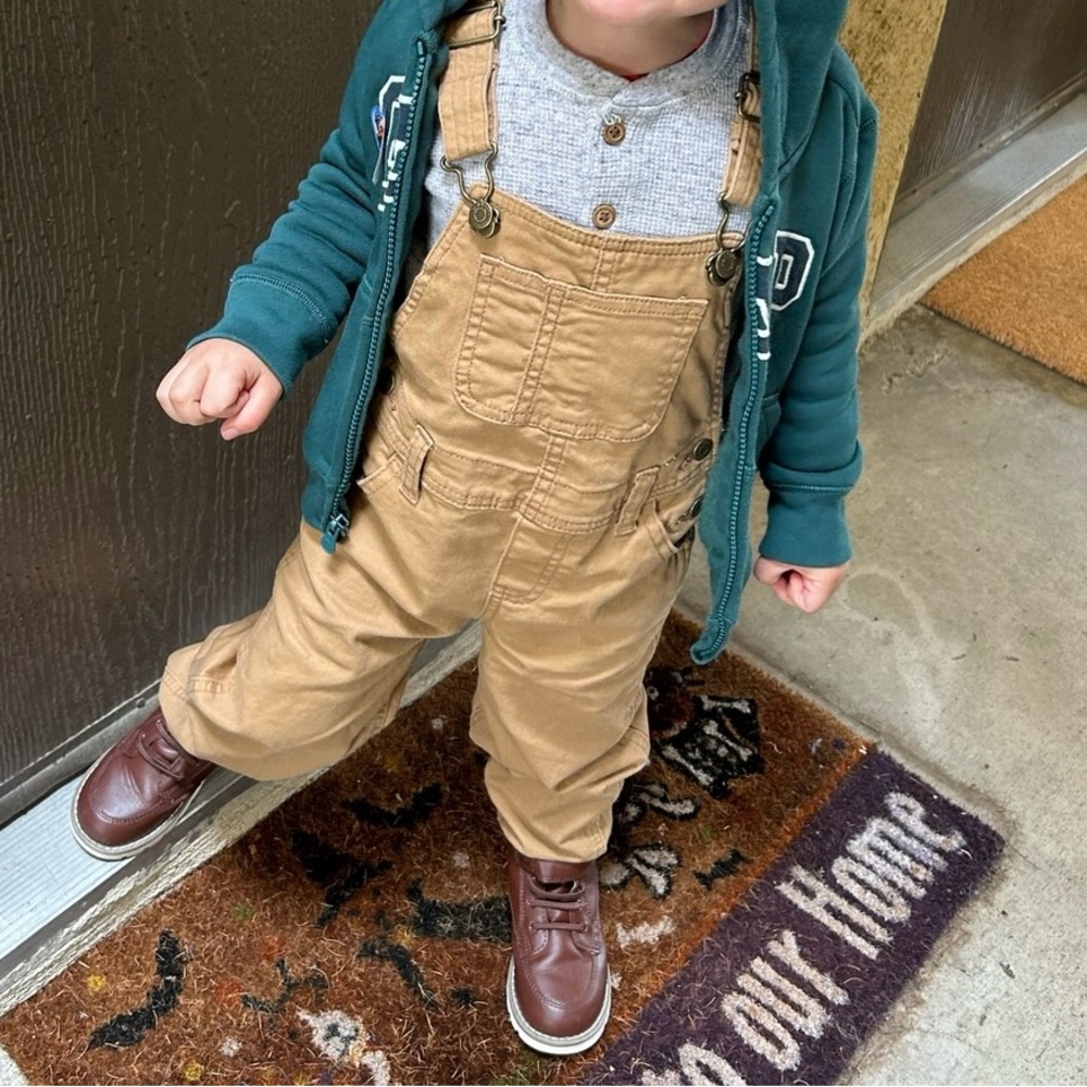 Old Navy brown overalls for toddler boy size 3T